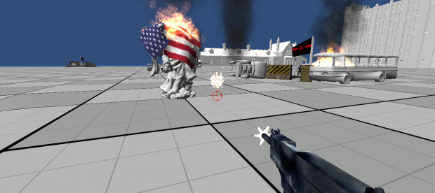 American Flag Burning on Statue