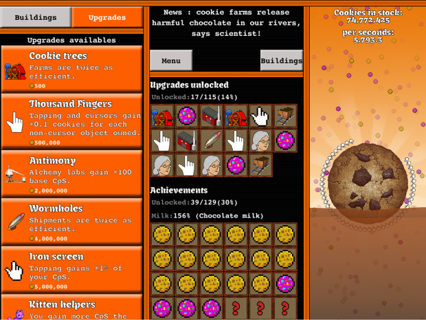 Cookie tap in-game screenshots