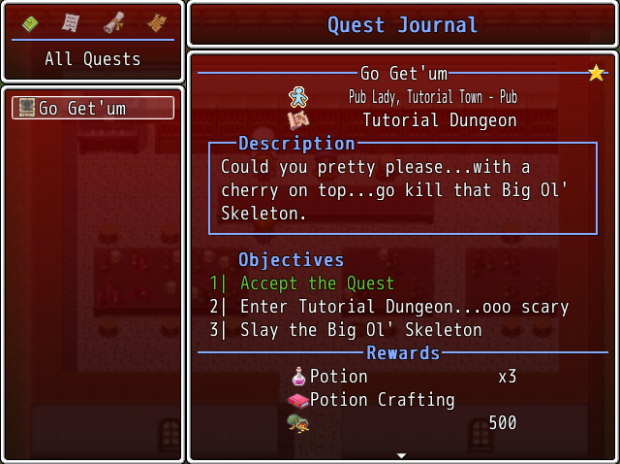 Quest Log Screen