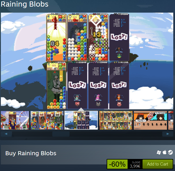 Raining Blobs is 60% off on Steam!
