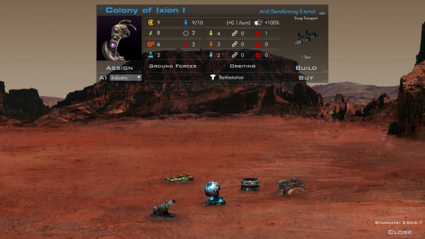 Colony view with updated UI