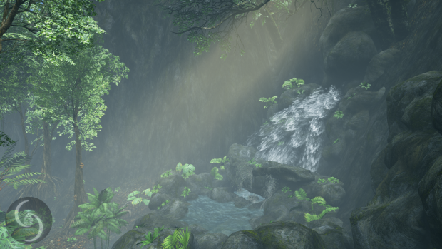 Parts of the simulation's tropical forest area