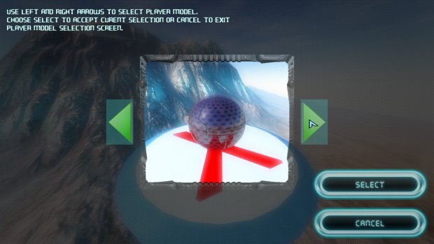 Dexterity Ball 3D Player Setup Screen