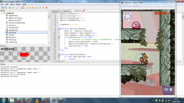 View of game development with Gideros IDE