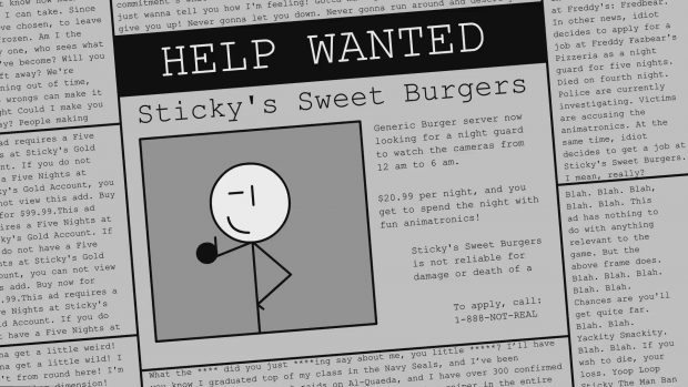 Sticky's Sweet Burgers ad/A NIGHT AT STICKY'S