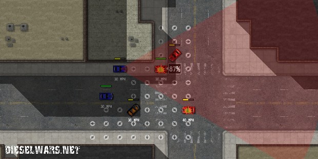 Combat screen with ramming icons in