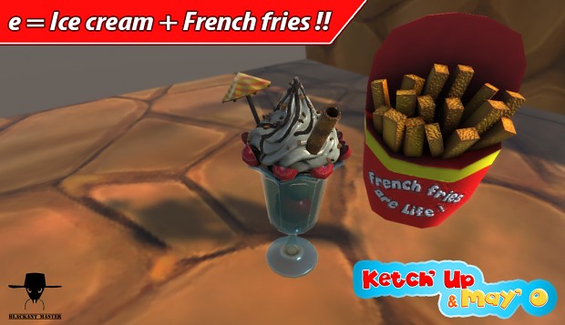 e = ice cream + fench fries