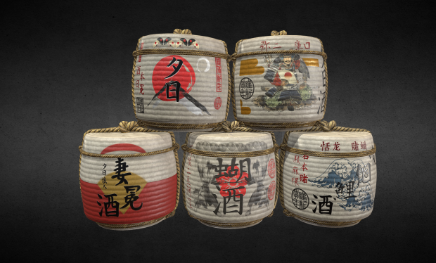 sake barrels render