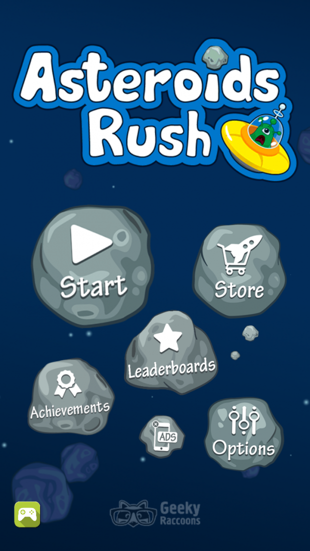 Asteroids Rush! - Main menu