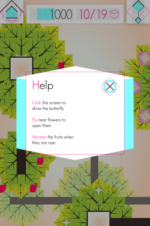 Butterfly, User Interface round 1, in-game help
