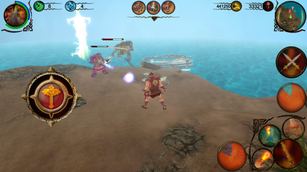 Guardian Fighting minions on an island