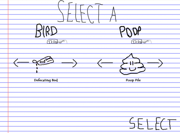 Select a bird and a poop menu