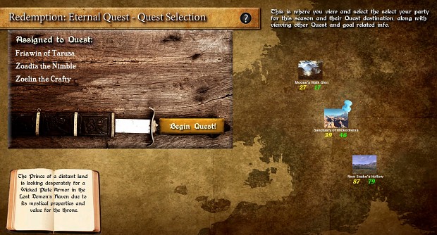 Quest Map screen
