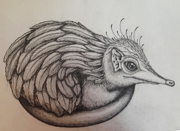 Concept art for a creature - The Feathered Shrew