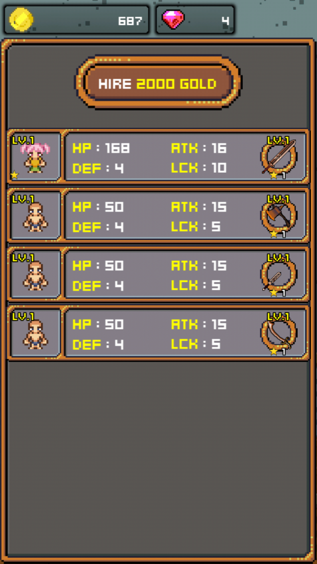 Tales of Clicker Knights RPG party screenshot