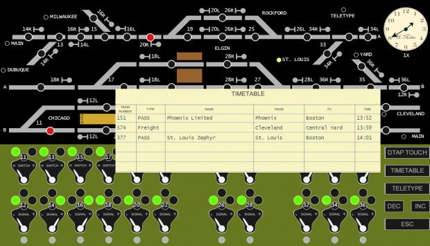 Timetable with Train Names and Times