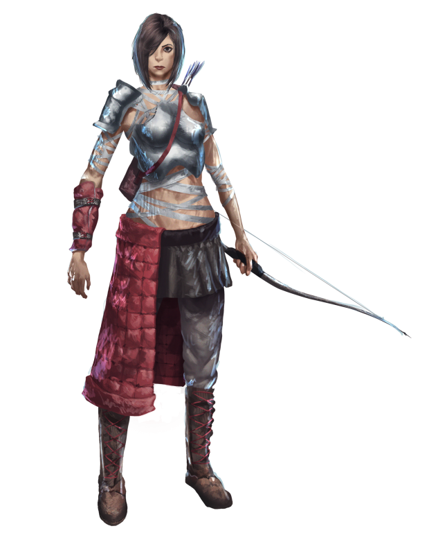 Female Archer (Separate Character) rendered sketch