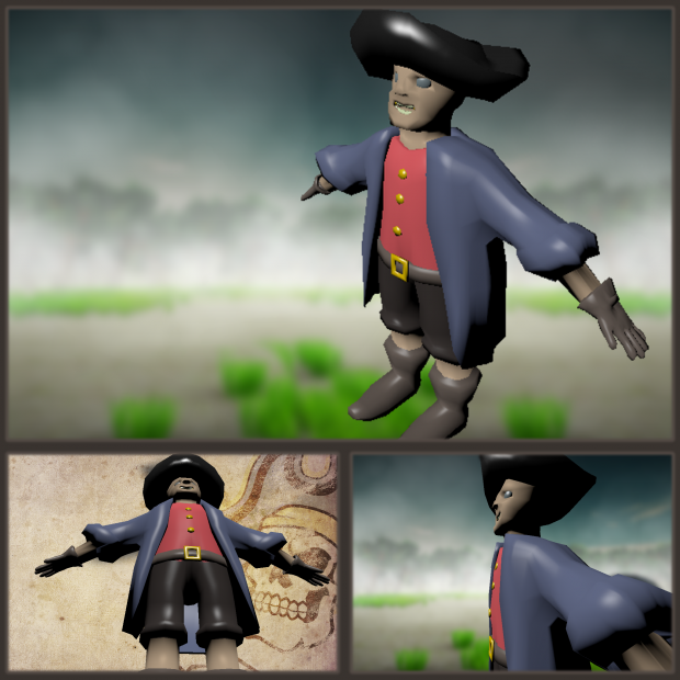 WIP screenshots of the Pirate model