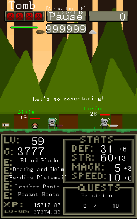 Early forest mock up " Adventuring "