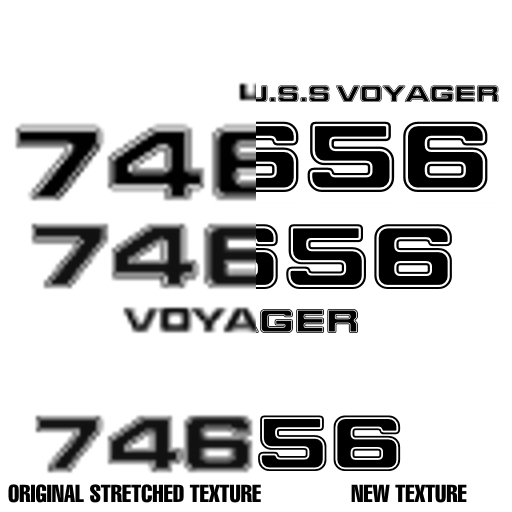 USS Voyager Shuttle Decal Texture Comparison
