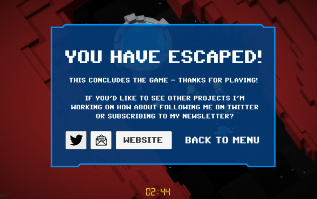 Game completion screen