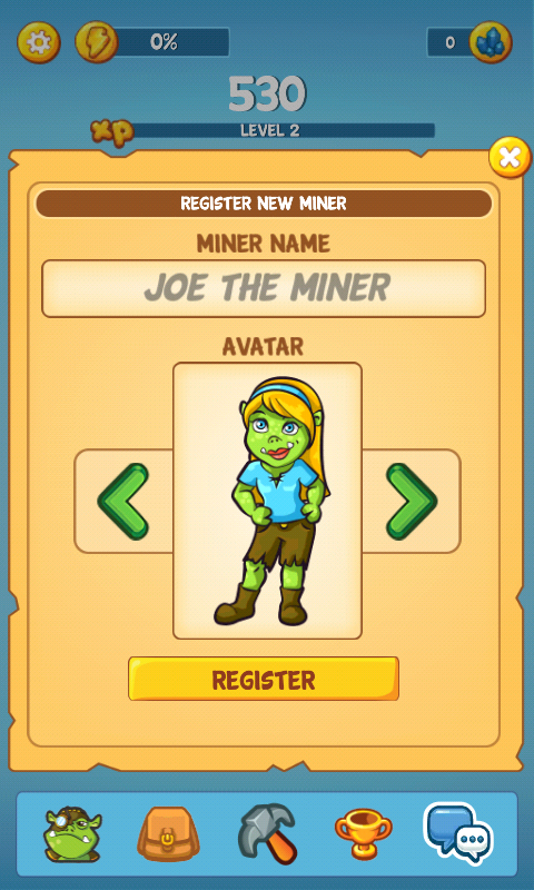 Miner creation - available character 2