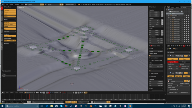 Terrain subdivided and ready to create heightmap