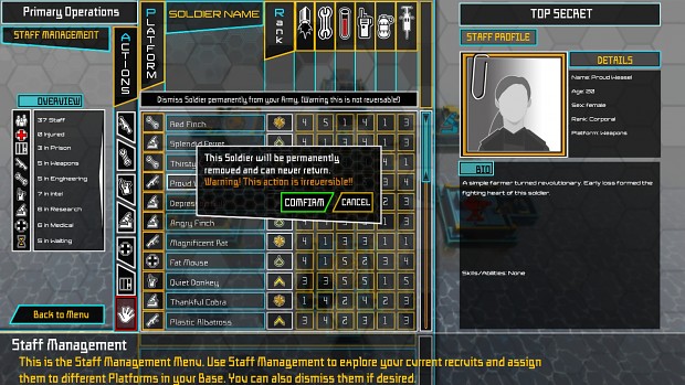 Staff Manager screen