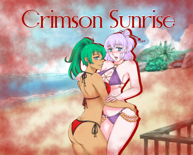 Crimson Sunrise Banner - Michi and Shizuka