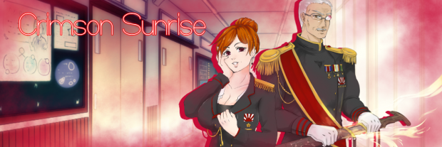 Crimson Sunrise Banner - Atsui and Komoda