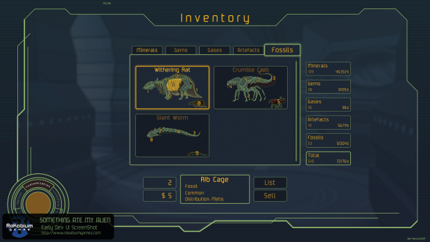UI Dev ScreenShot of Inventory