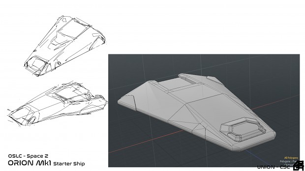 OSLC faction starter ship - Orion Mk1 sketches and model wip