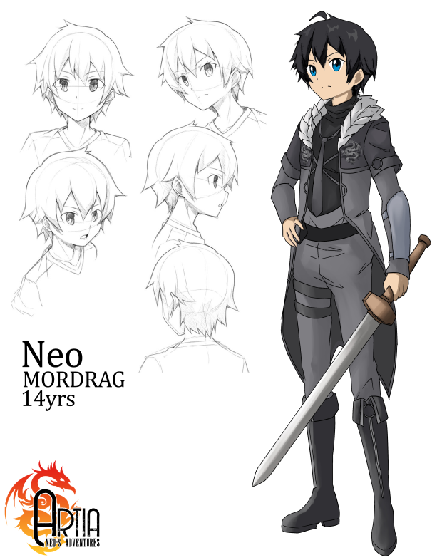 Main character sketch drawing: Neo Mordrag