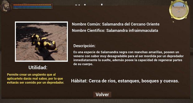 Information system about animals in the game / Bibliografía de Animales