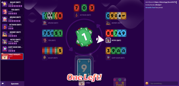 Uno online inspired multiplayer card game foon-o last card on flip mode