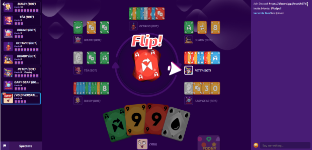 Uno online inspired multiplayer card game foon-o flip card
