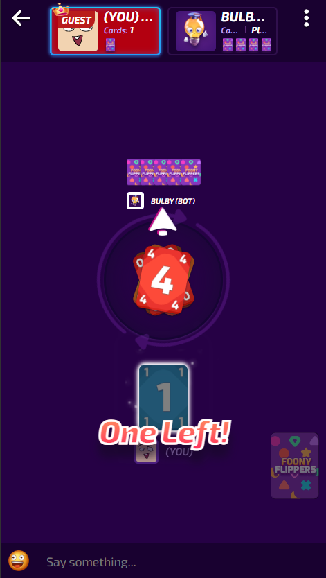 Uno online inspired multiplayer card game foon-o mobile view
