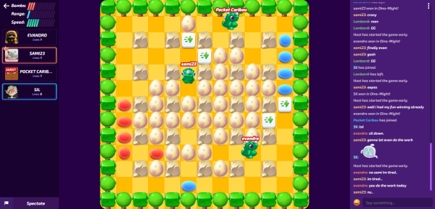 Bomberman online inspired multiplayer action game dinomight multibomb