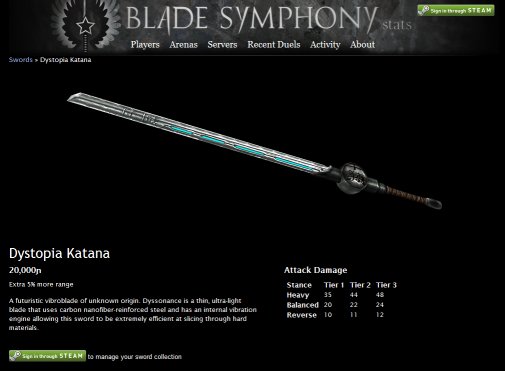Dystopia Katana sword profile