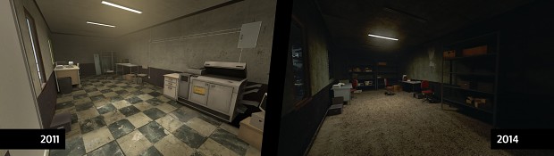 Random abandoned office, then and now