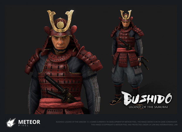3D render of Samurai in red armour
