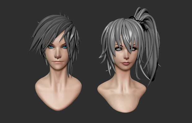 Female and Male character heads by Sandro