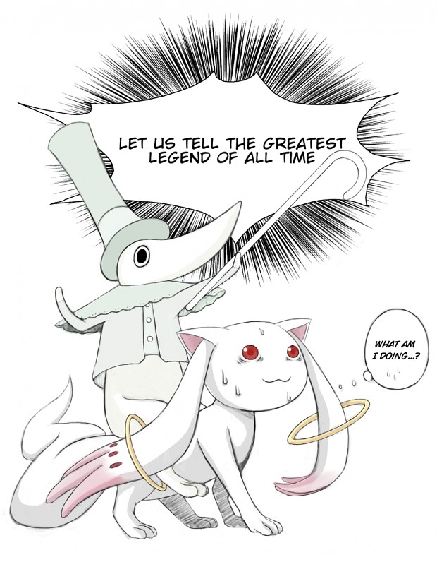 Kyubey meets the Legendary Holy Sword Excalibur