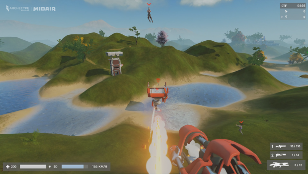 Midair in-game action.