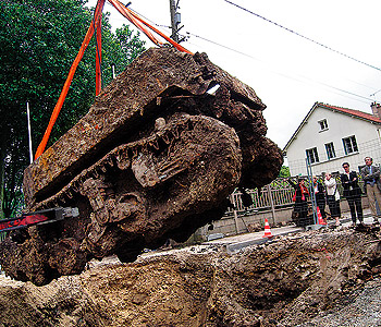 german half track excavated under a french road.