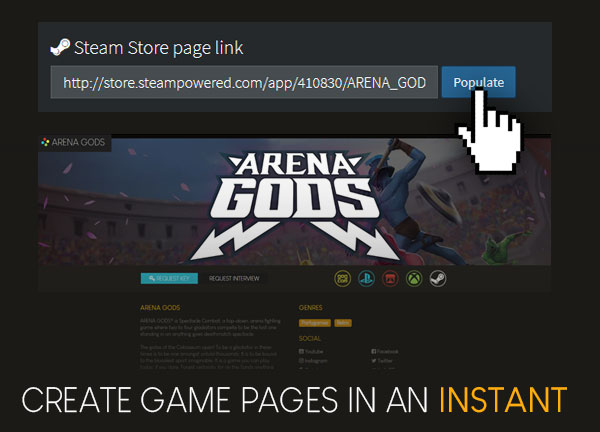 Create a game page with your Steam or IndieDB link!