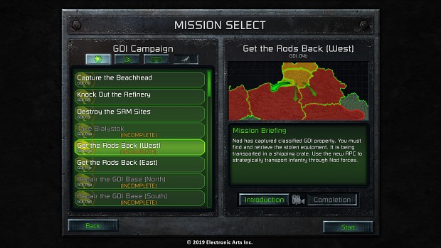 C&C Remaster Mission Selection Preview