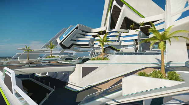 Sci-fi residential (WIP) -  by EzMeow