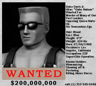 Random NR In-Game Art #5 - Duke Wanted Poster