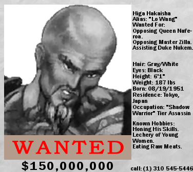 Random NR In-Game Art #8 - Lo Wang Wanted Poster